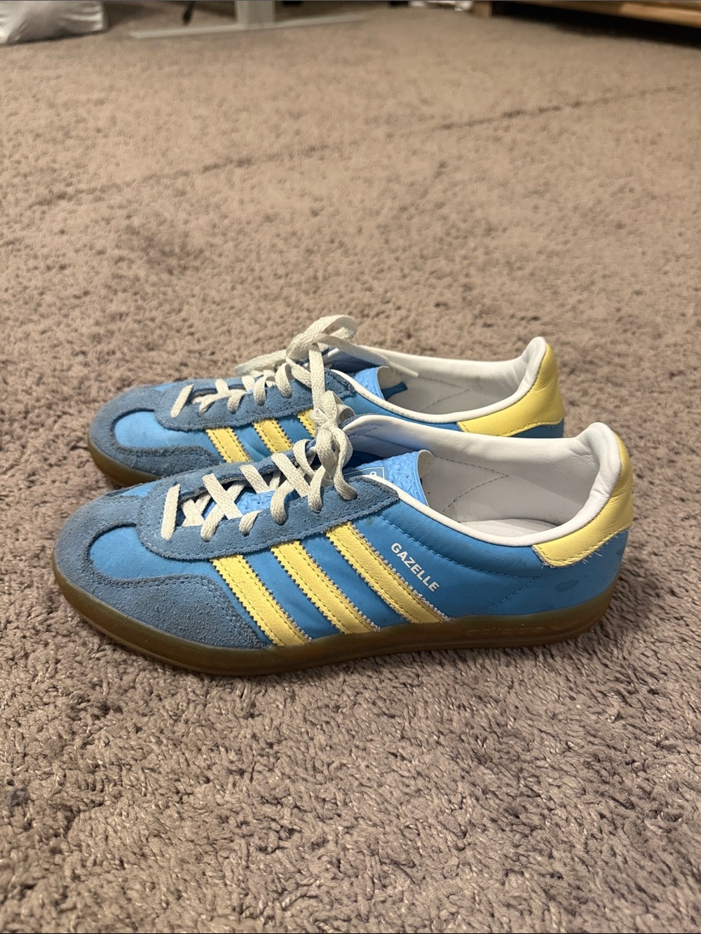 adidas Gazelle Light Blue and Yellow Sneakers